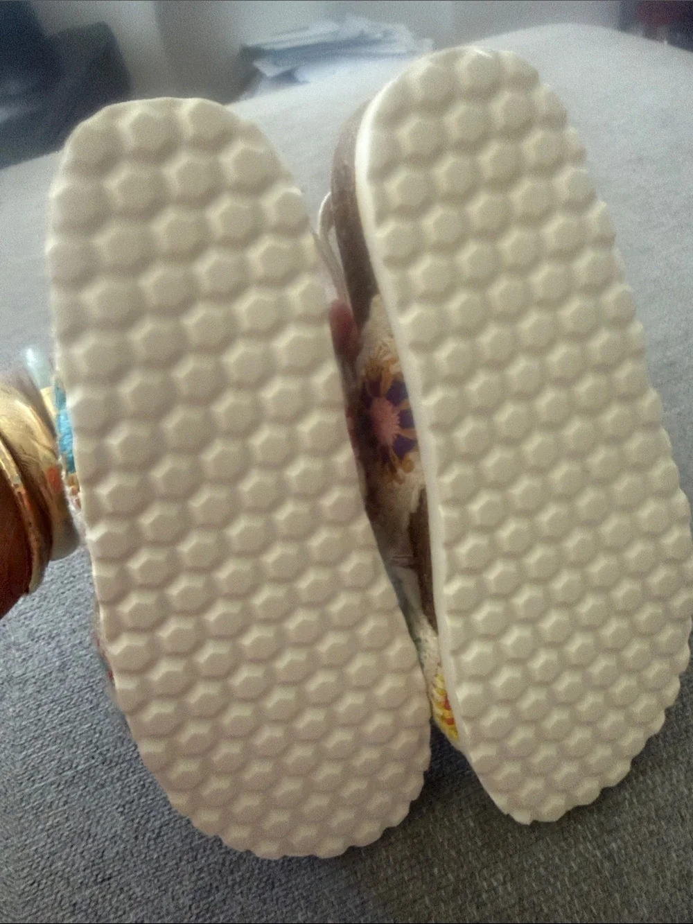 next Cream Crochet Patchwork Slingback Sandals Multicolor Squares Size 13 NWOB